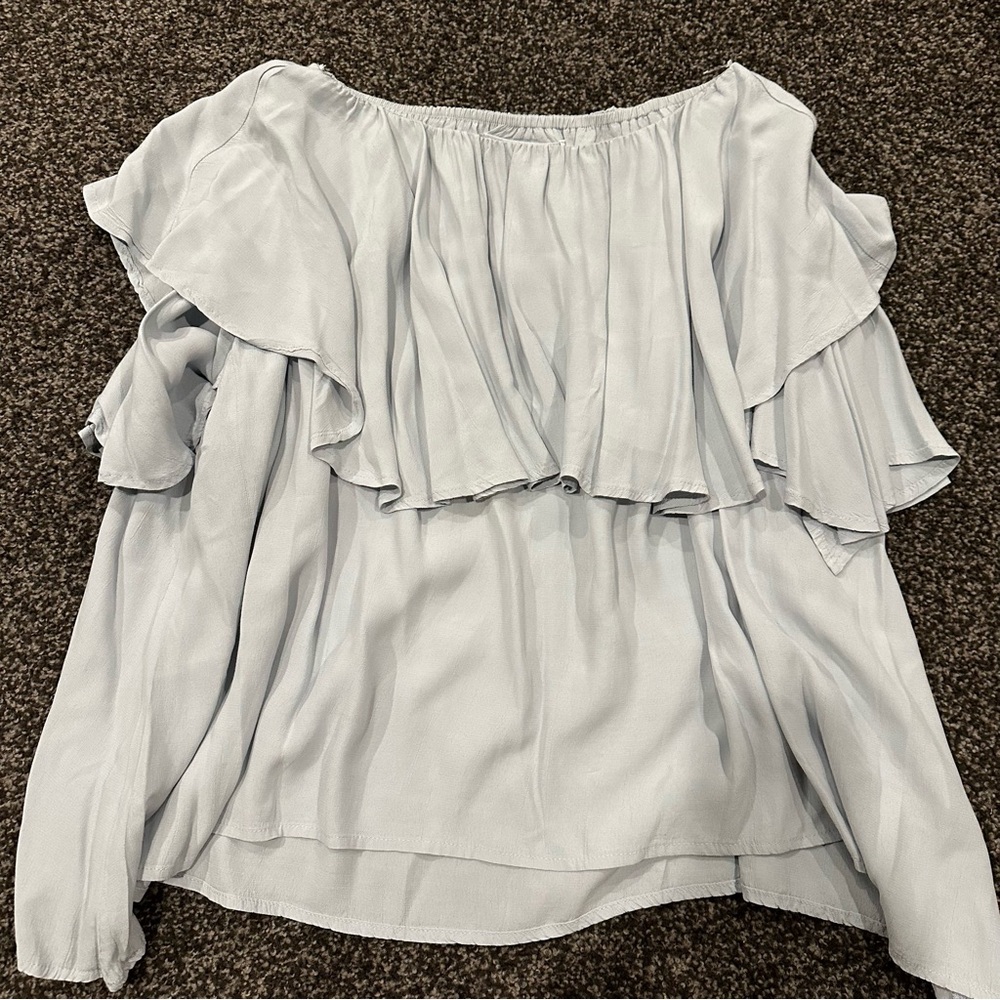 Light Blue Ruffle Women's Top - Picture 6 of 16